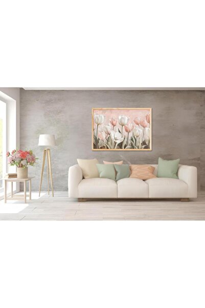 woodhomeworks pembe laleler salon  ofis dekor tablo