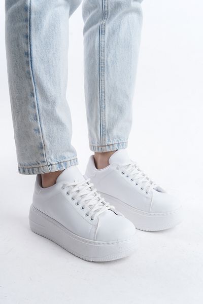 buğrahayalin Pantofi sport albi cu talpă înaltă de damă – pantofi casual la modă și confortabili, talpă ortopedică