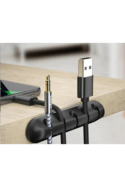 5-in-1 5-in-1 Cable Gripper Stabilizer Organizer 3D Black Home Office Charger Desk edge