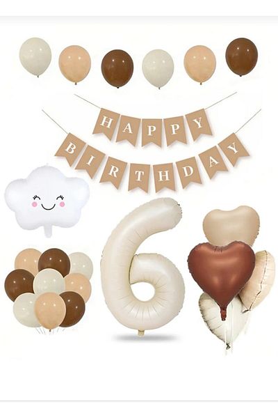 ALYA Σετ γενεθλίων PARTY Heart-Number-Cloud Foil με 3 μπαλόνια