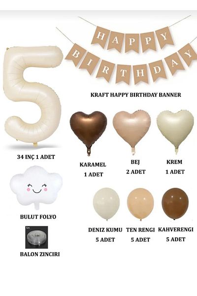 ALYA Σετ γενεθλίων PARTY Heart-Number-Cloud Foil με 3 μπαλόνια