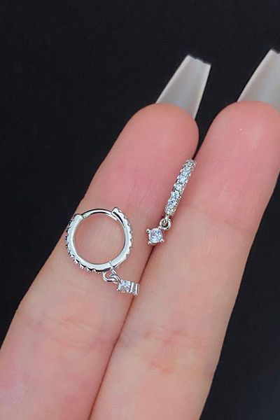 Blisse Piercing Women's Mini Dangling Zircon Stone Tragus Helix Cartilage Steel Ring Piercing
