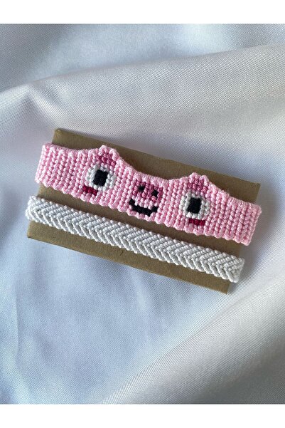 MELUSH Three Dimensional Pig Pattern Knitted Bracelet Set of 2