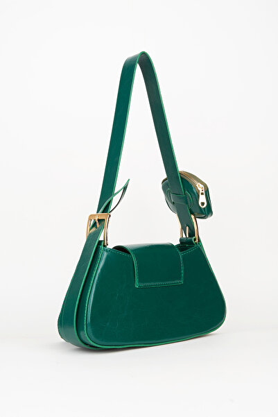 Vivaq Women's Lotus Green Baguette Wallet Design Faux Leather Snap Closure Hand and Shoulder Bag