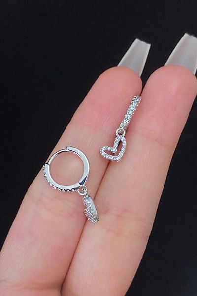 Blisse Piercing Women's Heart Figure Zircon Stone Tragus Helix Cartilage Dangle Steel Ring Piercing