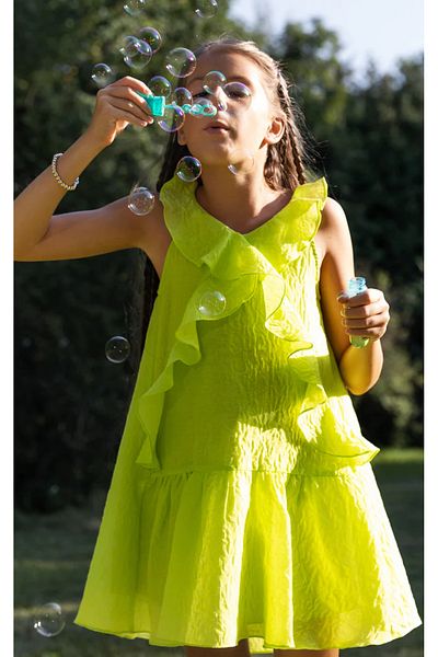 SheShe 04-12 Years Old Girl's Neon Green Dress - Green