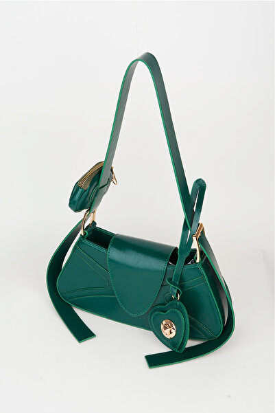 Vivaq Women's Lotus Green Baguette Wallet Design Faux Leather Snap Closure Hand and Shoulder Bag