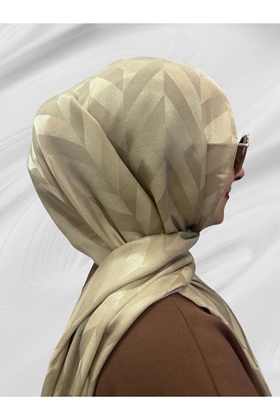 R&S Cream Color Shawl with Cotton Structure That Doesn'T Slip