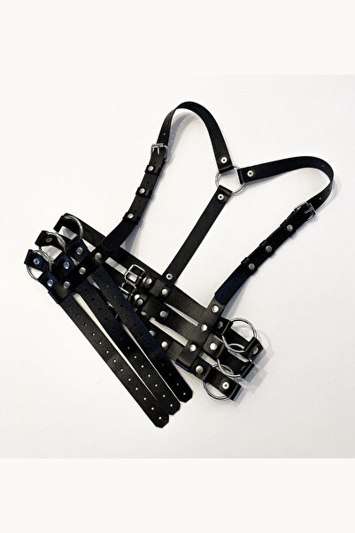 Sweet Demon Adjustable Stylish Leather Stripe Corset Belt with Ring Detail, Gothic Clothing, Waist Belt