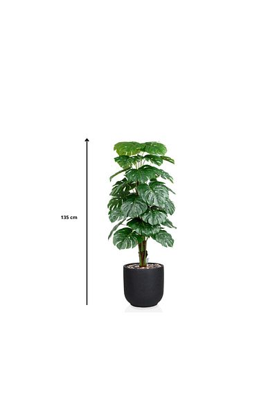 Ebticar Artificial Heart Leaf (Alocasia) Tree in a Cylindrical Fiber Pot-Spray Black