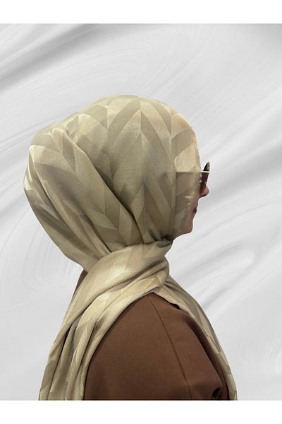 R&S Cream Color Shawl with Cotton Structure That Doesn'T Slip