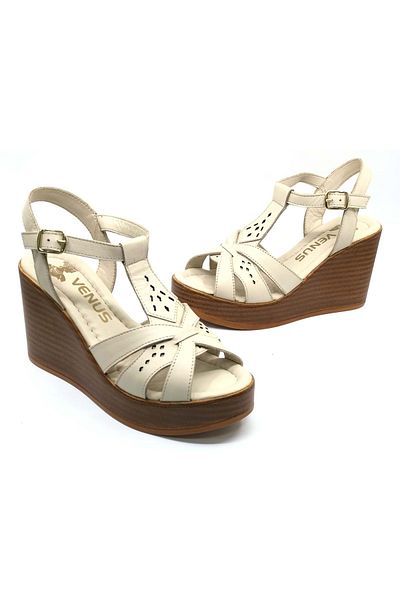 Venüs Μπεζ Ορθοπεδικά Γυναικεία Σανδάλια - Upsa Genuine Leather Comfort