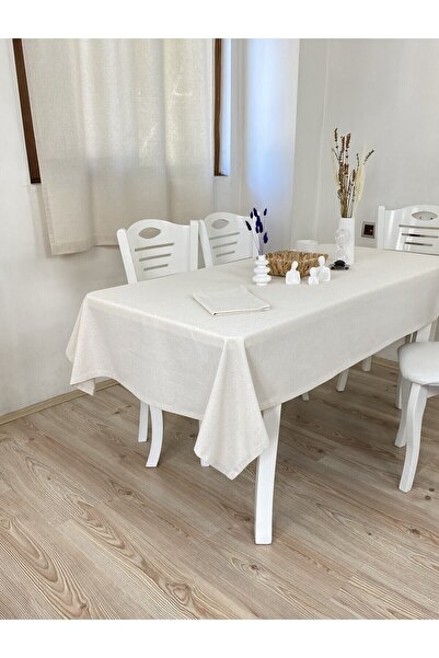 pamukidea Simple Plain Elegant 100% Cotton Buldan Handwork Natural Organic Linen Bohemian Patternless Tablecloth
