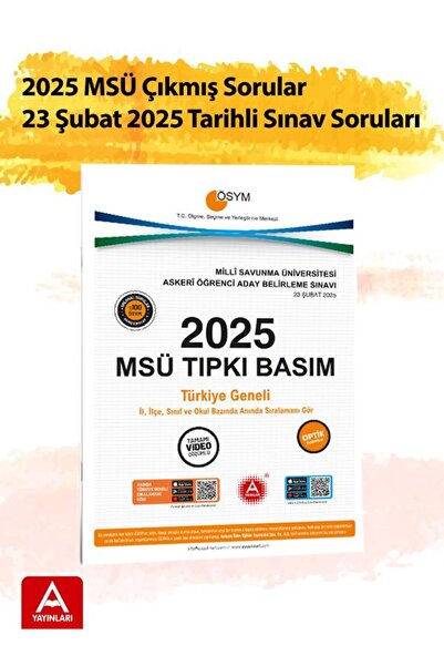 A Yayınları 2025 MSÜ Çıkmış Sorular-Tıpkı Basım-Bire Bir ÖSYM-23 Şubat 2025 T...