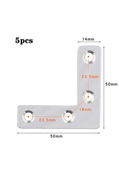 Choice 5pcs-Silver-L 5pcs T&L stainless steel corner brace, black and silver corner, suitable for wardrobe