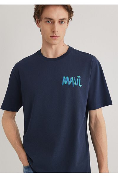 Mavi εμπριμέ casual loose fit ανδρικό μπλουζάκι