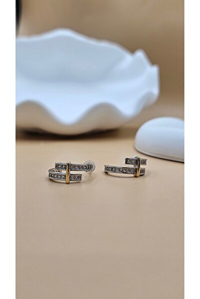 AURA حلق نسائي من الفولاذ موديل ماركة حجر الزركون