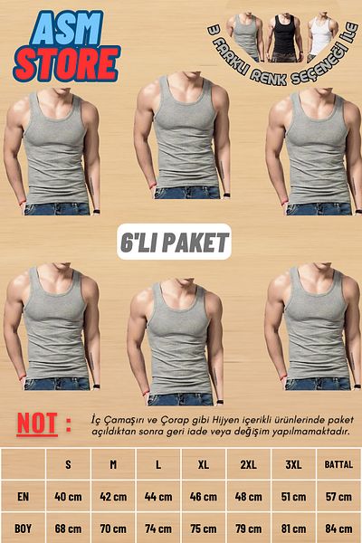 Akpınar 6-Piece Economical Men's Combed Cotton Undershirt - 100% Cotton Comfort