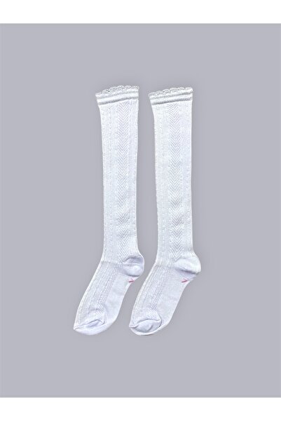 Mnk Baby&Kids Бели шарени чорапи до коляното за момичета - M00709