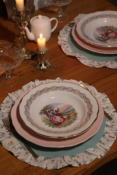 vintagetasarım supla αμερικάνικη σέρβις βολάν vintage floral 2 τμχ