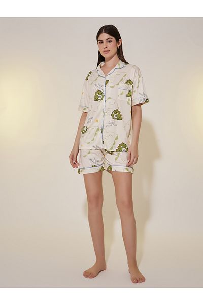 Styli Dinosaur Print Short Sleeve Shirt, Shorts and Pyjama Set