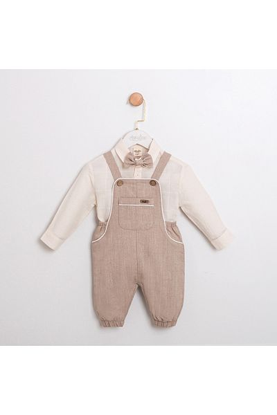 ministok Jimy Baby Boy Suit with Salopette and Bow Tie