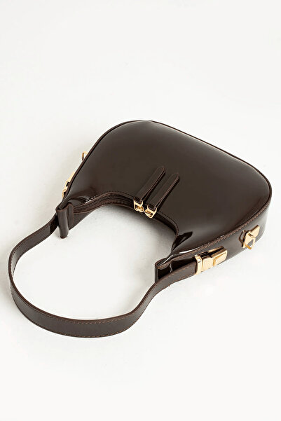 NİSSEA Τσάντα από λουστρίνι ρετρό πικρό καφέ