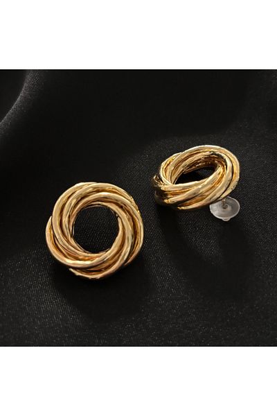 Zeyn Vintage Model Gold Steel Earrings