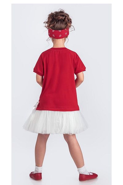 Mnk Baby&Kids Rochie sport de vară pentru fete cu fustă tutu roșie - M00703