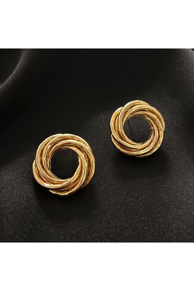 Zeyn Vintage Model Gold Steel Earrings