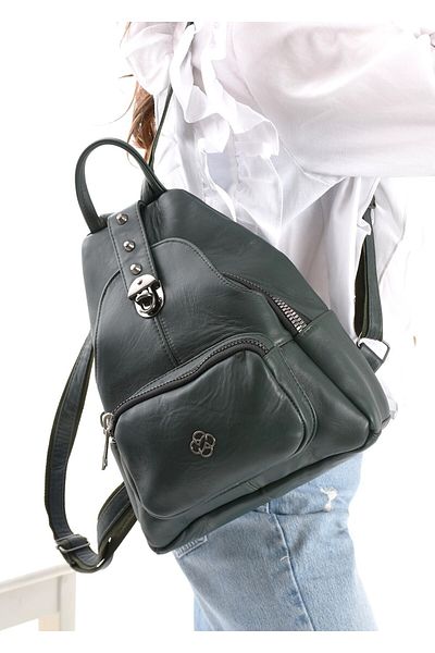 By EDUU Green Genuine Leather Women's Luxury Backpack