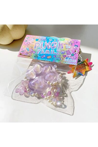 SESESQUİSHY Şeffaf Lila Kedi Patisi Taba Squishy - Stress Oyuncağı Taba Sukuşi - Taba Lapka