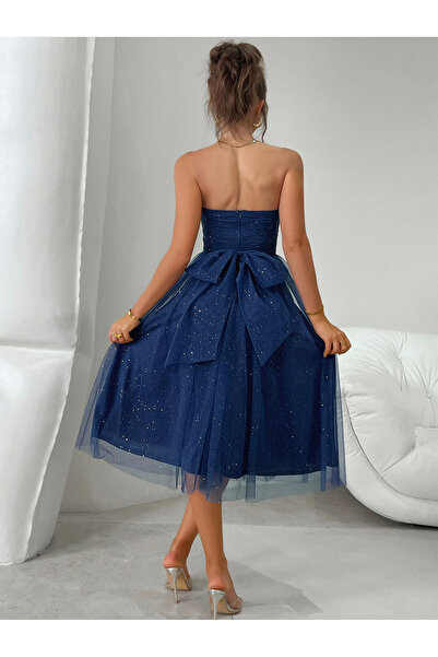 Diva By Styli Off Shoulder Mesh A-Line Midi Dress