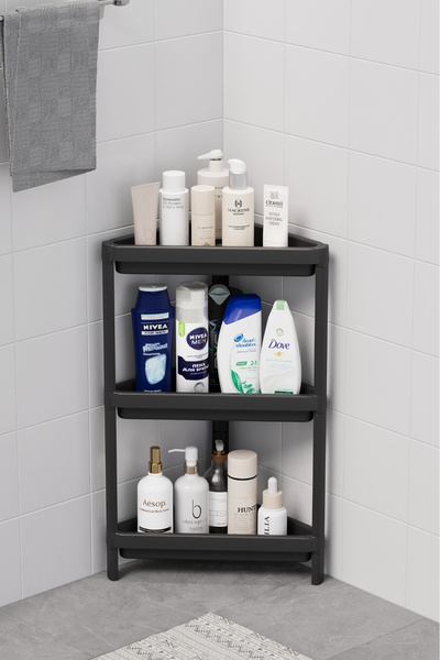 Hesaplı Kasa Üçgen Banyo Köşe Rafı, Şampuanlık, Banyo Organizeri, Üçgen Raf Ü...