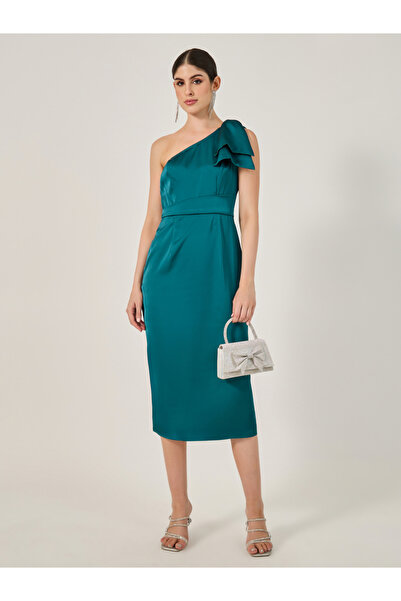 Styli Satin Bow Detail Sleeveless Sheath Midi Dress