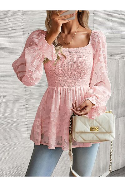 Diva By Styli Solid Smocking Detail Top