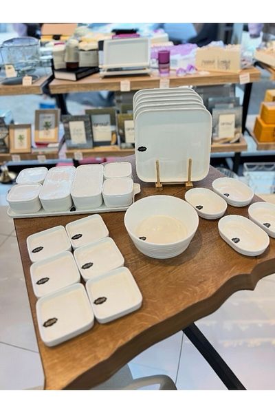 PONCİKPAZAR 30 Pieces Porcelain Breakfast and Presentation Set