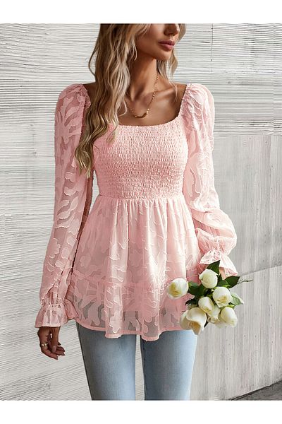 Diva By Styli Solid Smocking Detail Top