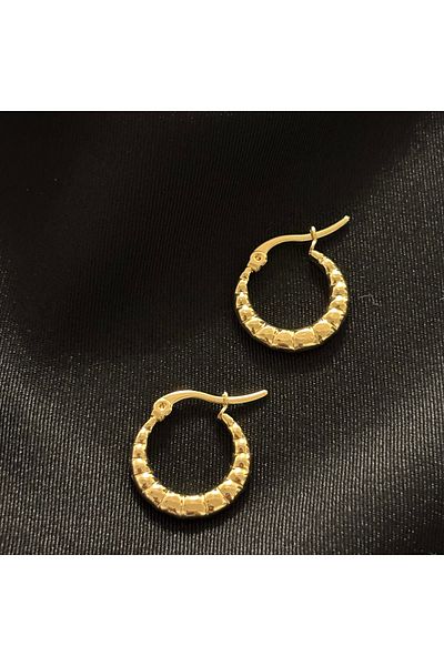 Zeyn Jeweler Model Minimal Ring Gold Steel Earrings