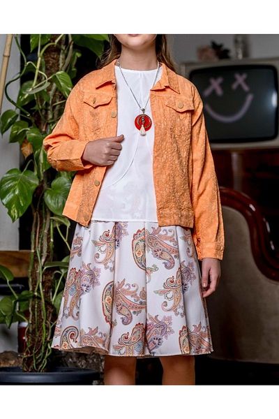 Mnk Baby&Kids Yellow Shirt, Skirt and Jacket Suit for Girl - M00719
