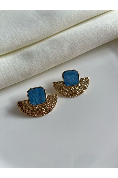 Nilsu Jewellery Accessory Metal Scrunch Plate Enamel Fan Earrings