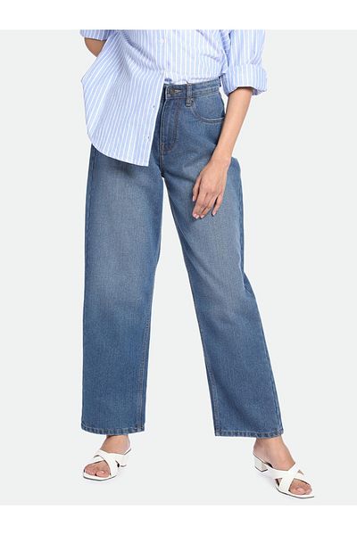 Dennis Lingo By Styli Mid Wash Blue Relaxed Fit Jeans