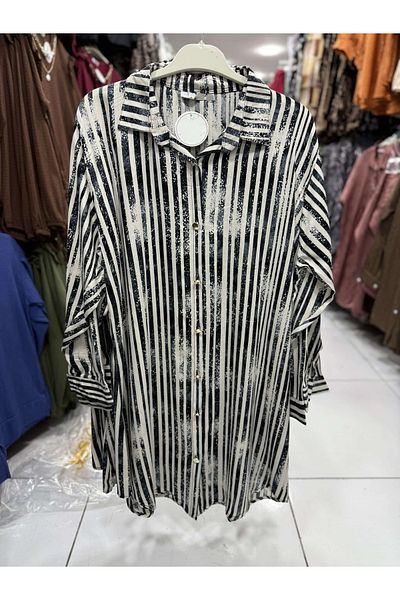 BUTİK.E Battal Size Woven Shirt Length Length 100 cm