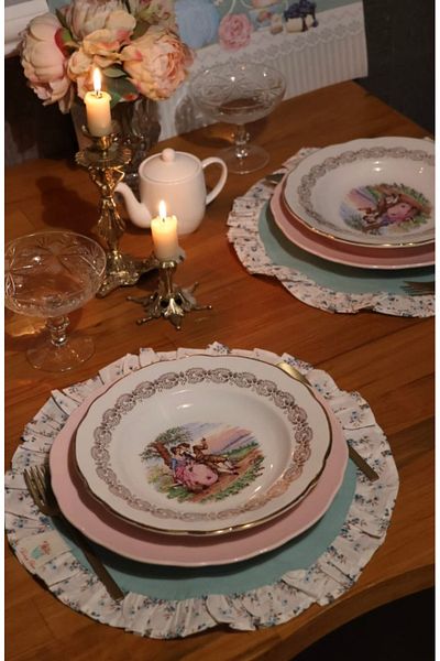vintagetasarım supla αμερικάνικη σέρβις βολάν vintage floral 2 τμχ