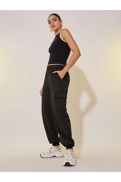 Styli Solid Loose Fit Pockets Joggers