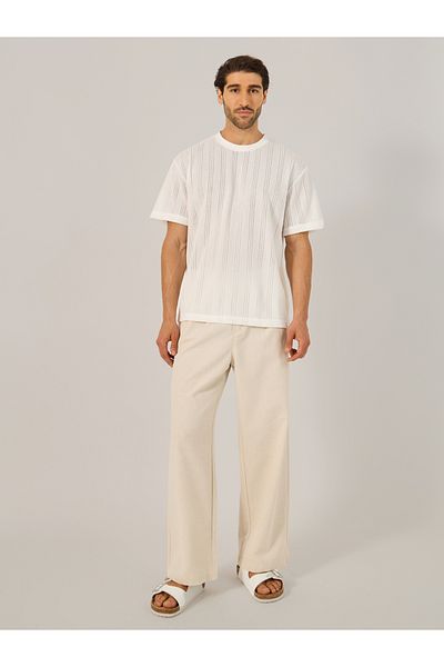 Styli Sheer Striped Short Sleeve Oversized T-Shirt