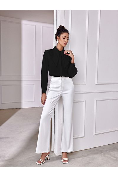 Luxewave By Styli Embellished Pleated Detail Satin Lapel Collar Shirt