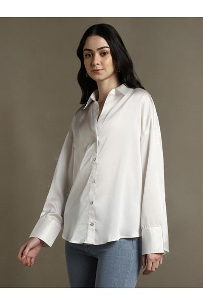 Dennis Lingo By Styli Satin Relaxed Fit Casual Shirt with Spread Collar