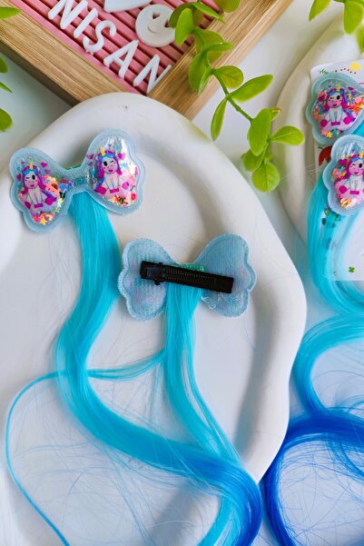 Nisankids Kız Çocuk Pullu Unicorn Yapay Saç Postiş 2 Adet