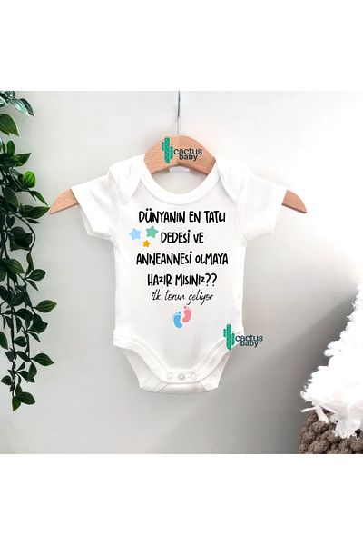 CACTUS COLLECTION Baby News Baby Good News Grandmother Grandmother and Grandmother Grandmother Optional First Grandchild Cotton Baby Bodysuit